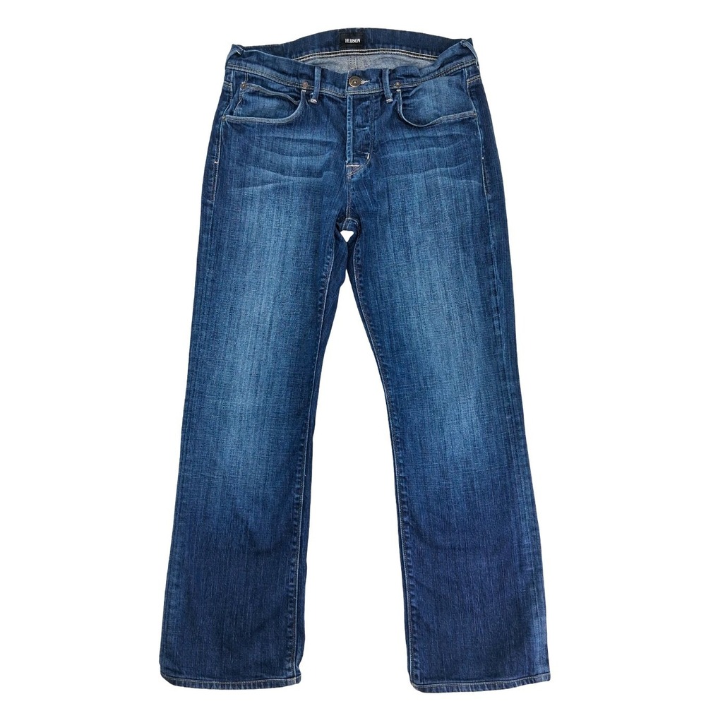 Hudson Jeans Mens 33x28 Blue Medium Wash Straight Denim Stretch Casual Pants
